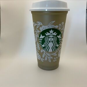 Starbucks Gold and Silver Floral Reusable Color Changing Holiday Christmas Cup
